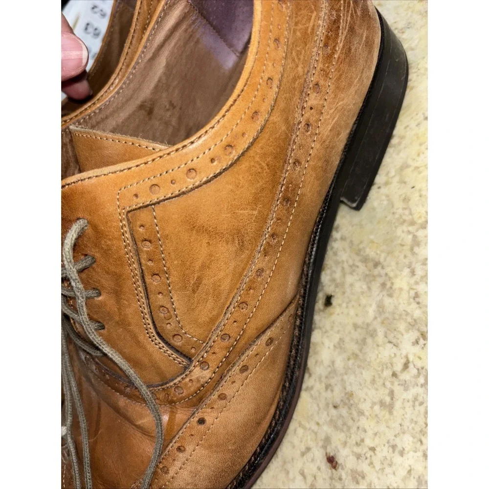 Johnston & Murphy Shoes Tyndall Wingtip Oxford Shoe Brown Leather Men's 12 M